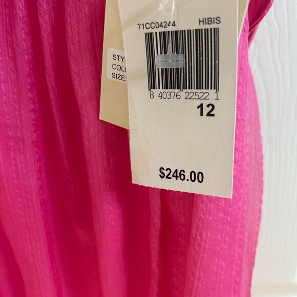 Milly Top Silk Chiffon Pink Bow Keyhole Blouse SZ12 Retro Paris Hilton Glam NWT - Picture 11 of 13